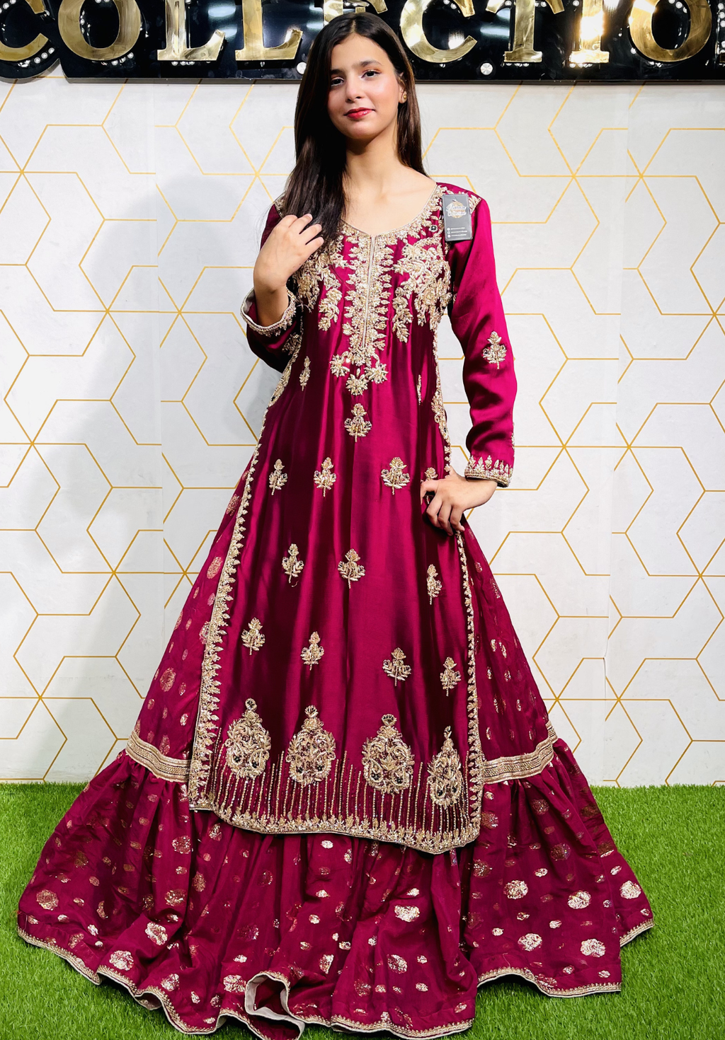 Amna Collection We021 – Sheesha Silk Bridal Formal with Crystal & Raisham Work