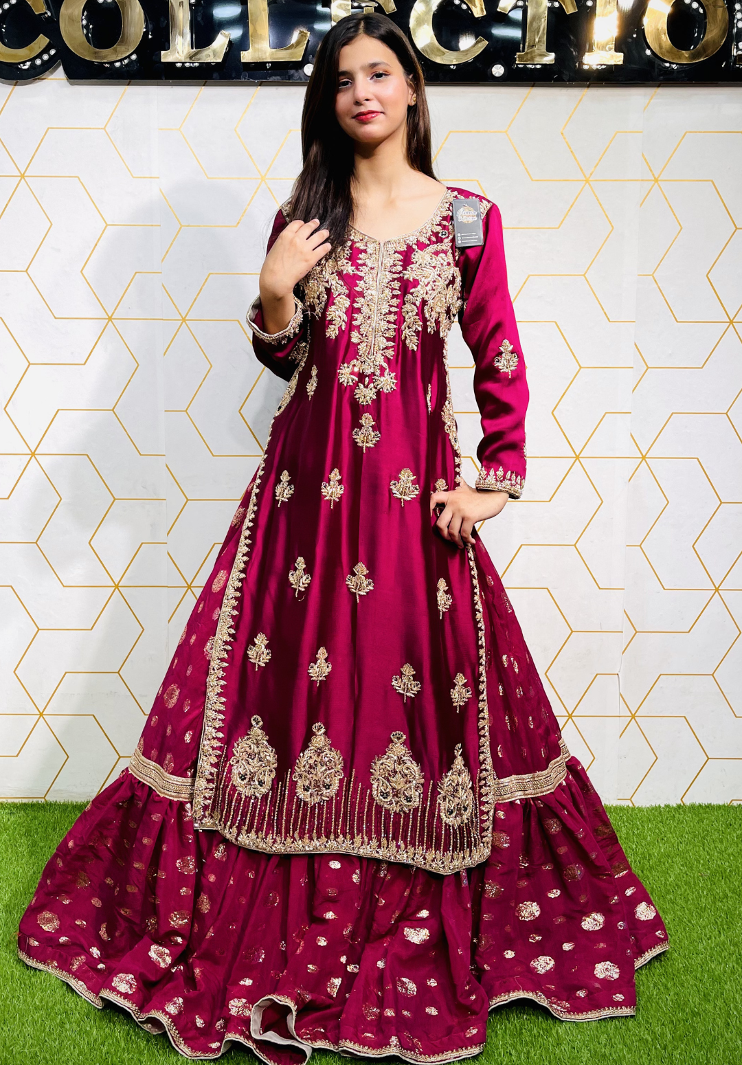 Amna Collection We021 – Sheesha Silk Bridal Formal with Crystal & Raisham Work