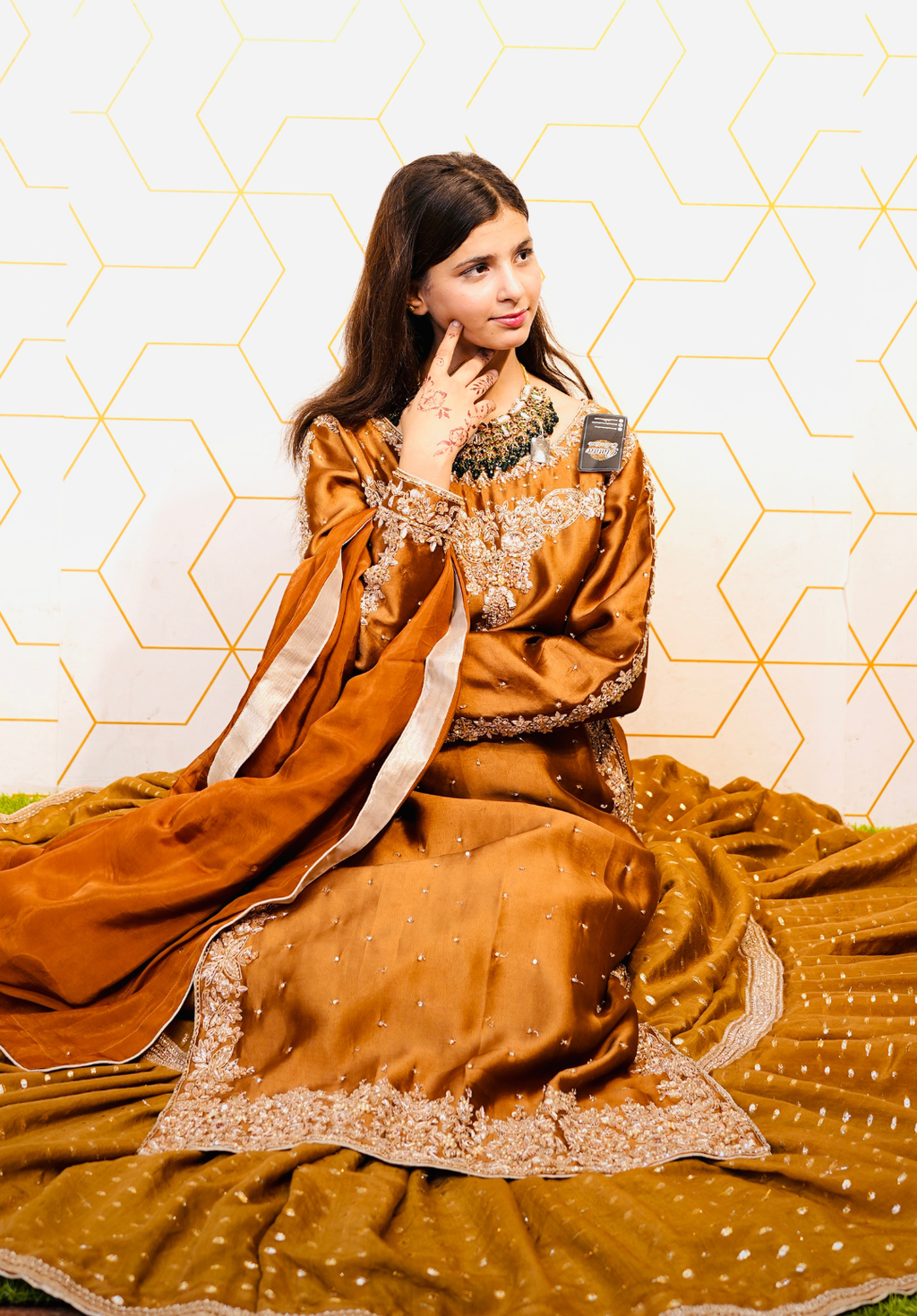 Amna Collection Mn002 – Sheesha Silk Bridal Formal with Crystal & Raisham Work