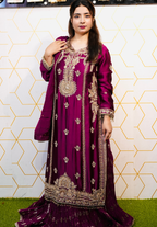 Amna Collection AF008 – Embroidered Bridal Formal with Crystal & Kora Dab Work