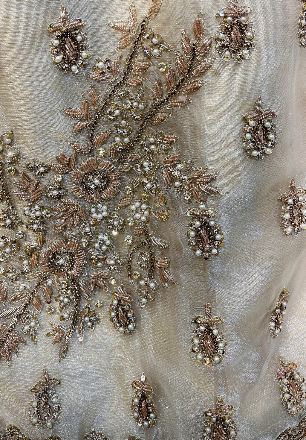 Amna Collection HS016 – Organza Party Wear Formal with Crystal & Raisham Work
