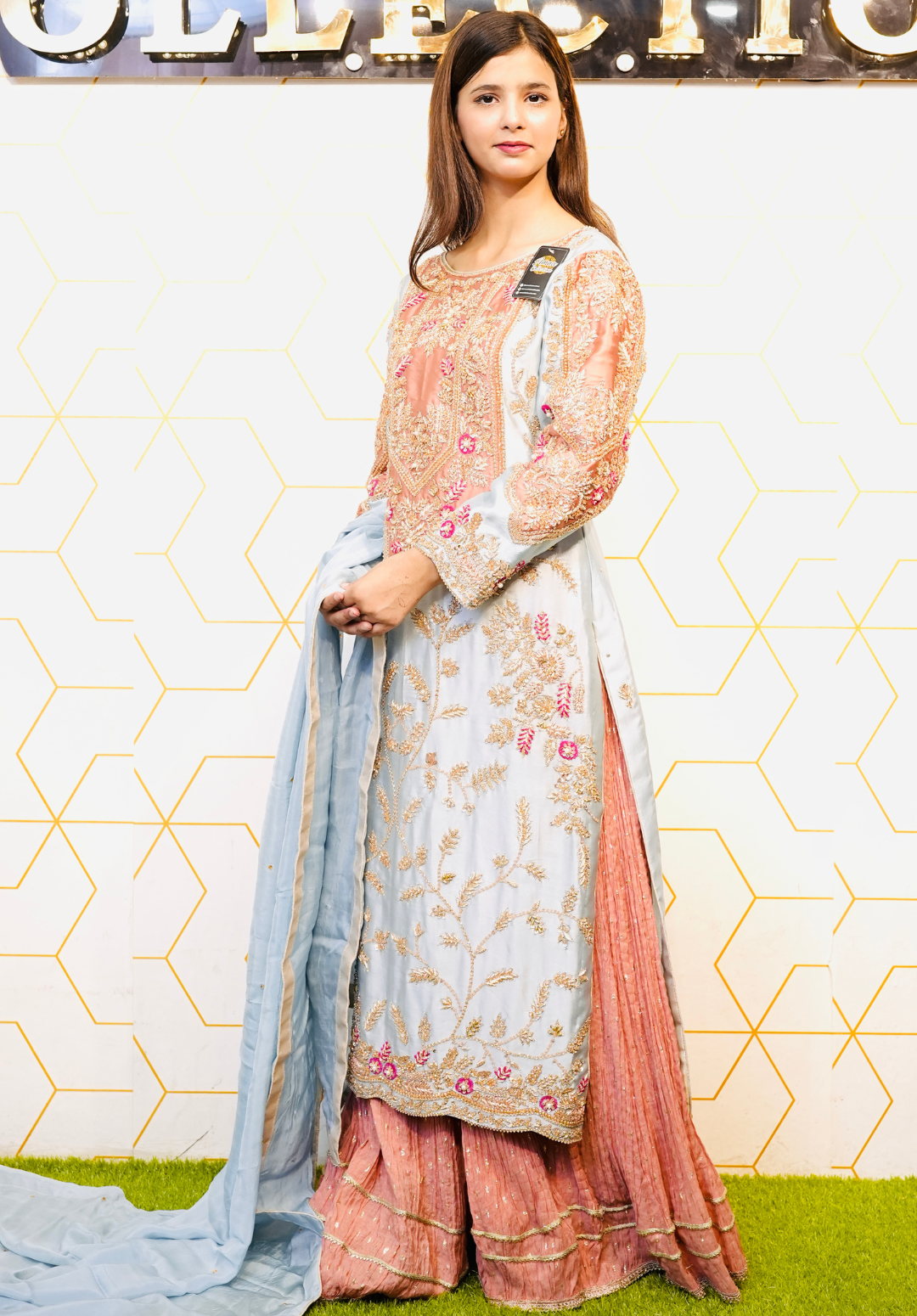 Amna Collection DA007 – Embroidered Bridal Formal with Crystal & Kora Dab Work