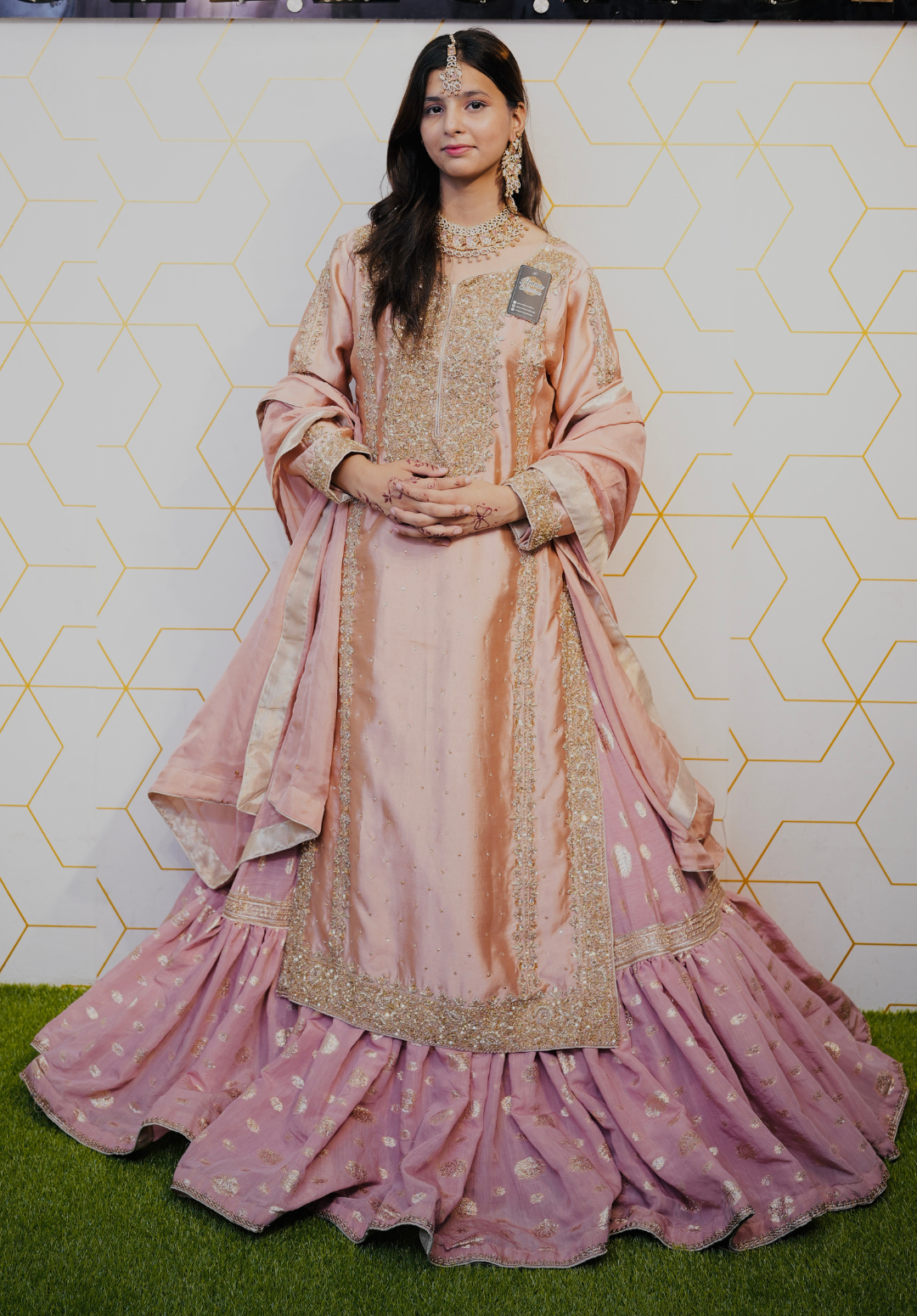 Amna Collection Ab001 – Embroidered Party Wear Formal with Crystal & Raisham Work