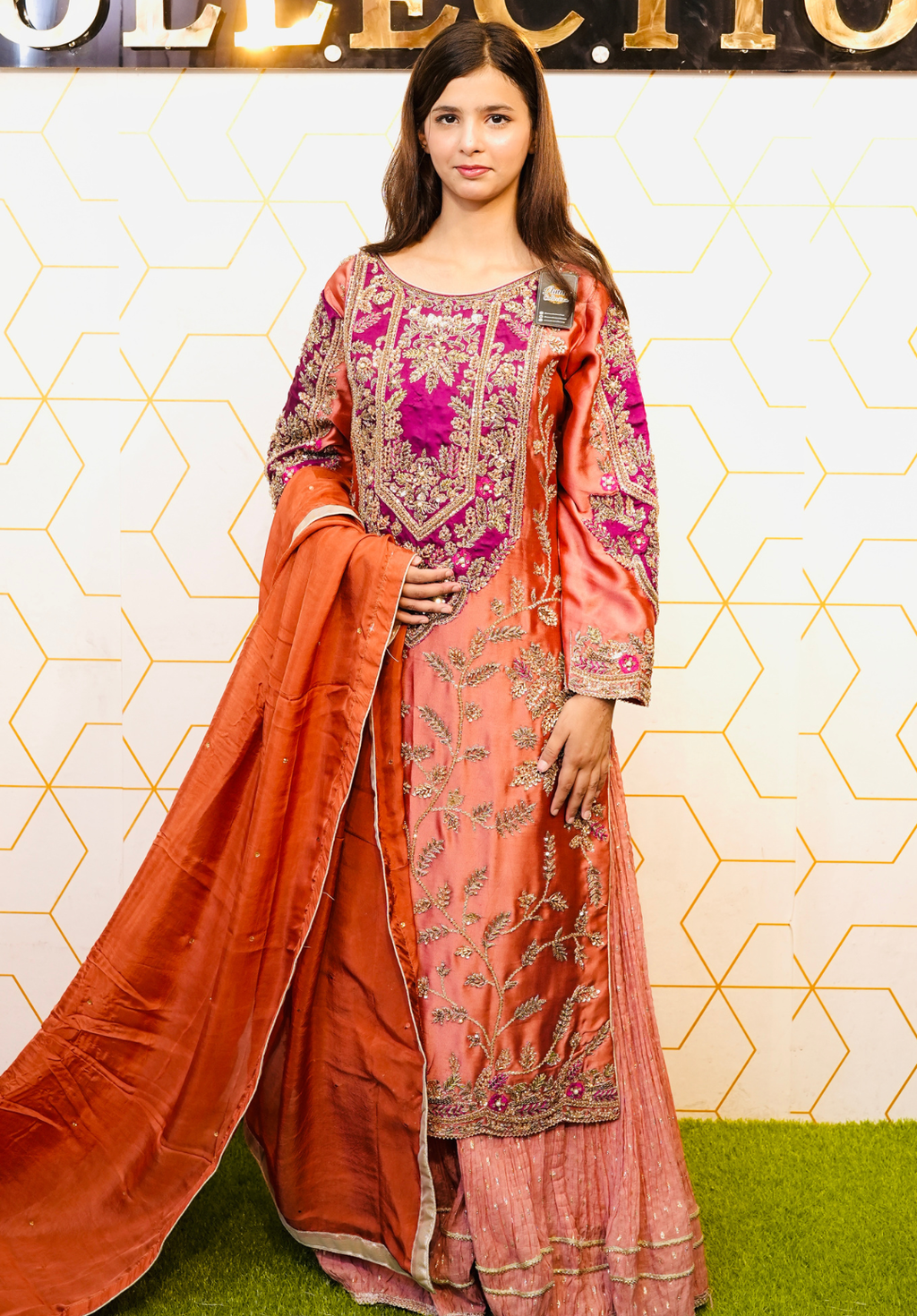 Amna Collection DA007 – Embroidered Bridal Formal with Crystal & Kora Dab Work