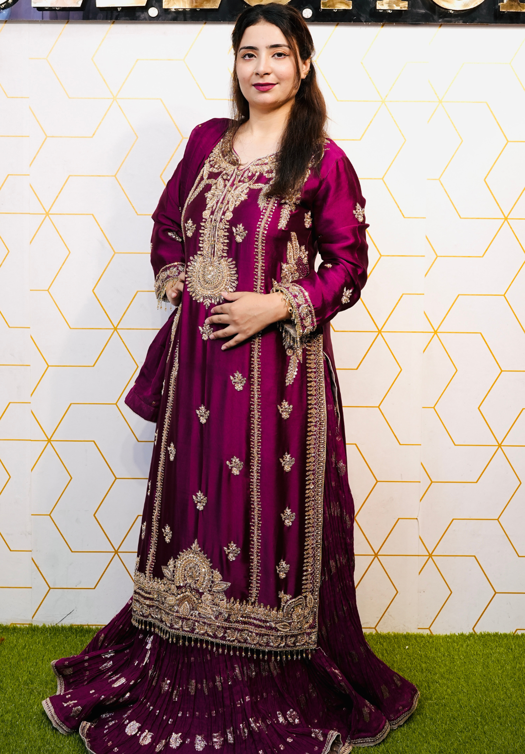 Amna Collection AF008 – Embroidered Bridal Formal with Crystal & Kora Dab Work