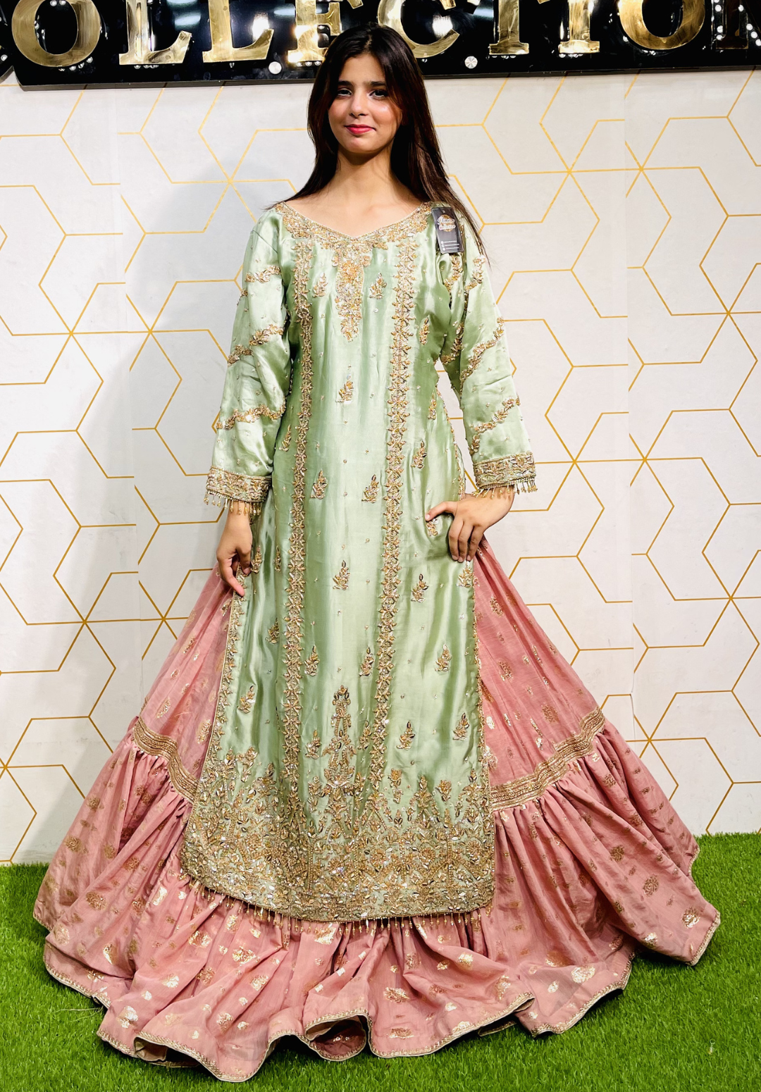 Amna Collection We021 – Sheesha Silk Bridal Formal with Crystal & Raisham Work