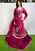 Amna Collection HS016 – Organza Party Wear Formal with Crystal & Raisham Work