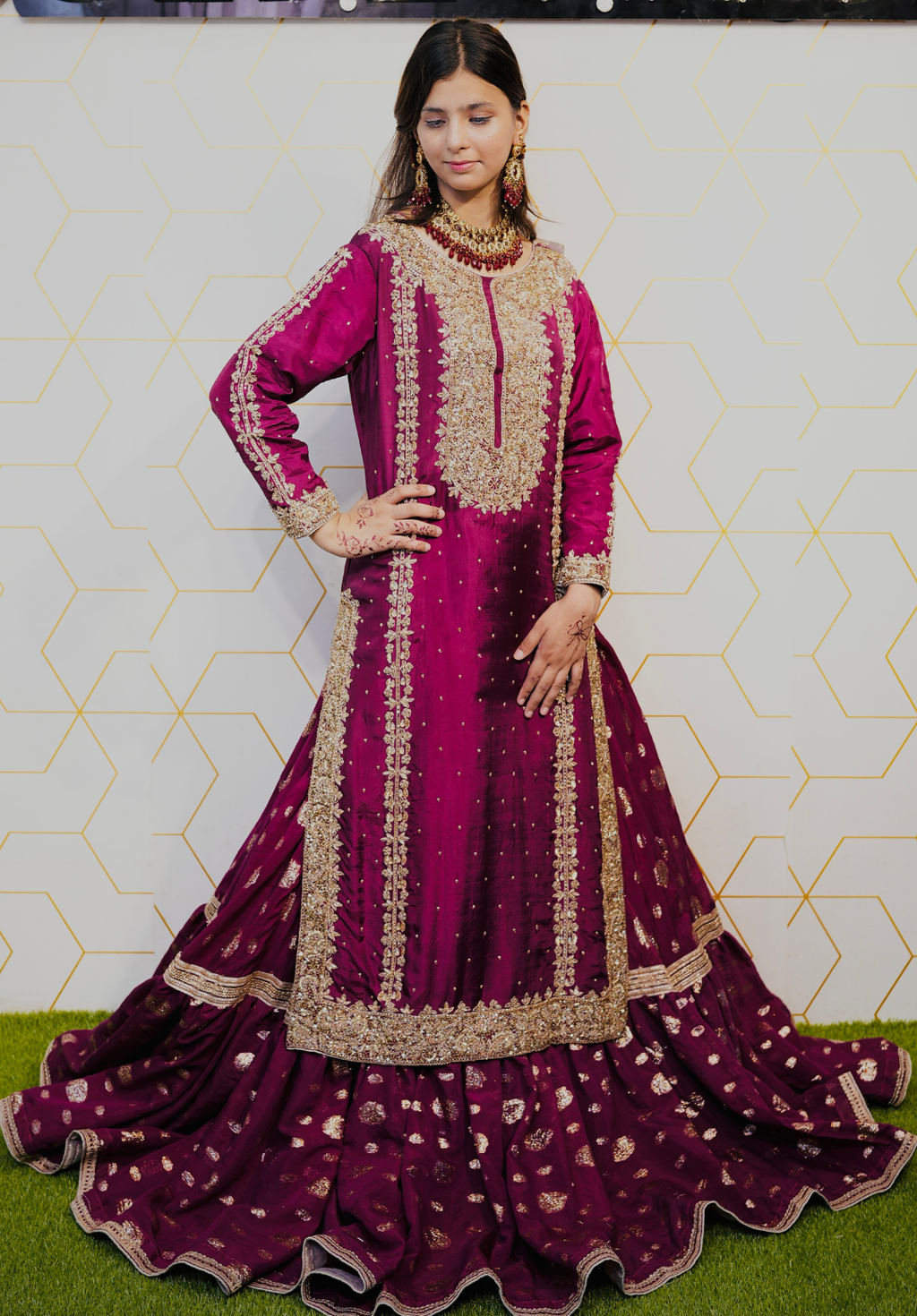 Amna Collection Ab001 – Embroidered Party Wear Formal with Crystal & Raisham Work