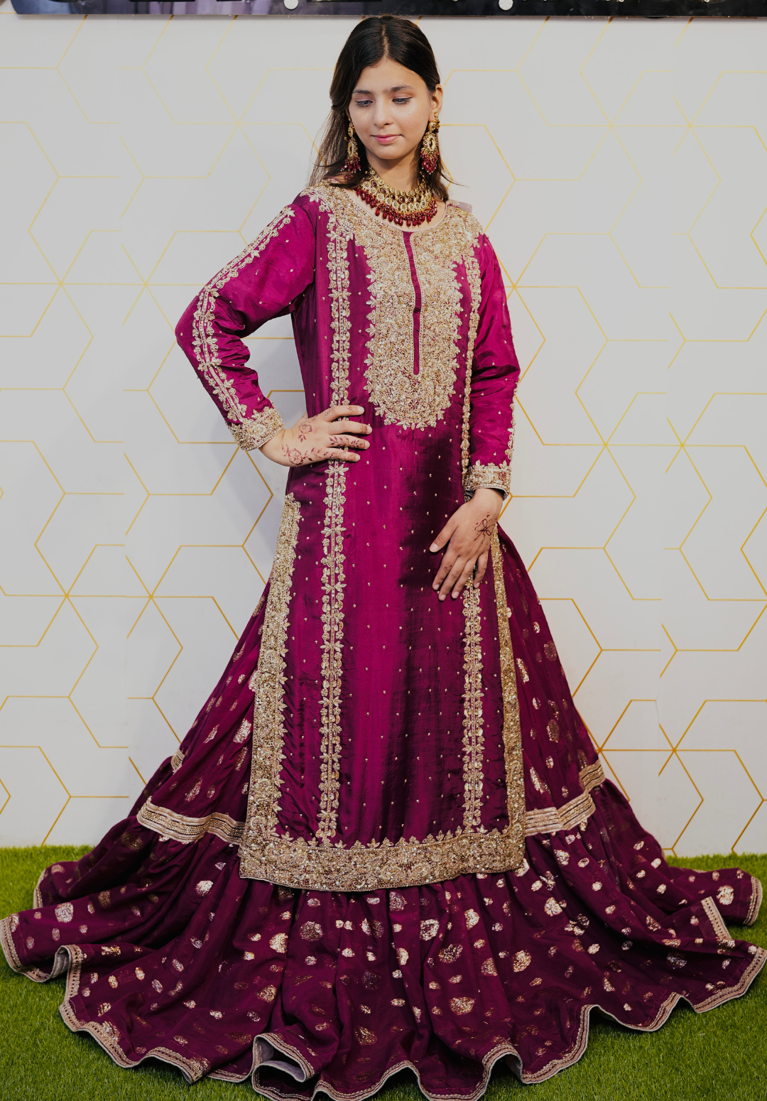 Amna Collection Ab001 – Embroidered Party Wear Formal with Crystal & Raisham Work