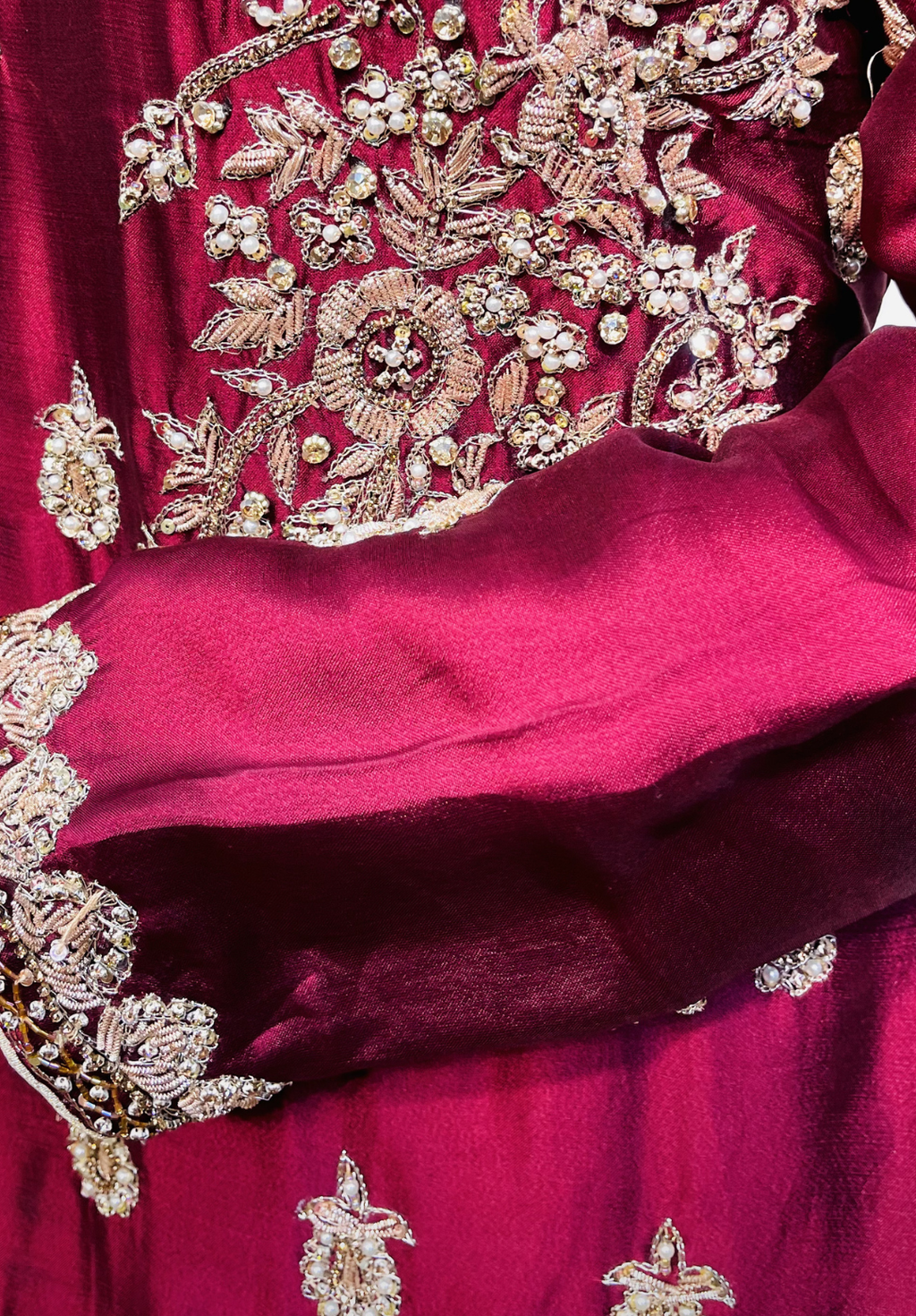 Amna Collection HS016 – Organza Party Wear Formal with Crystal & Raisham Work