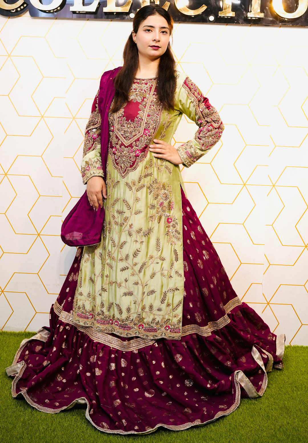 Amna Collection DA007 – Embroidered Bridal Formal with Crystal & Kora Dab Work