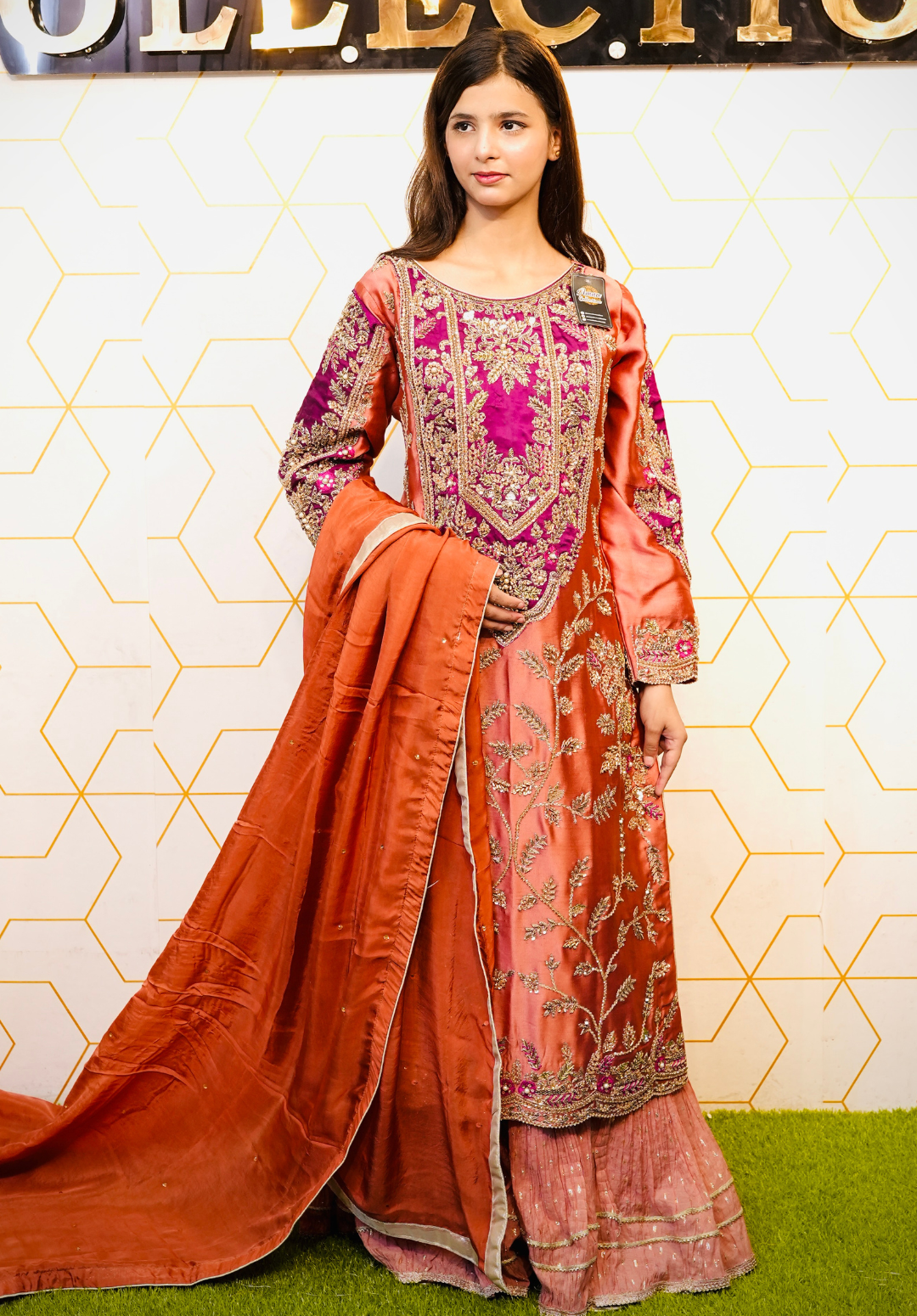Amna Collection DA007 – Embroidered Bridal Formal with Crystal & Kora Dab Work
