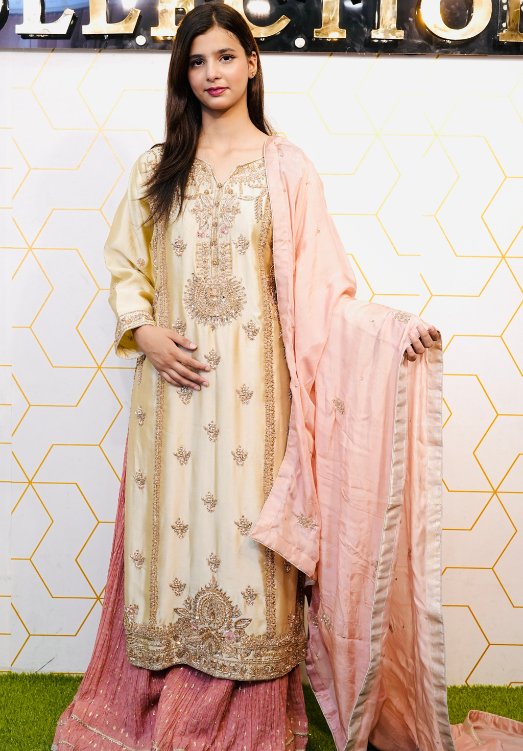 Amna Collection Er010 – Embroidered Bridal Formal with Crystal & Kora Dab Work