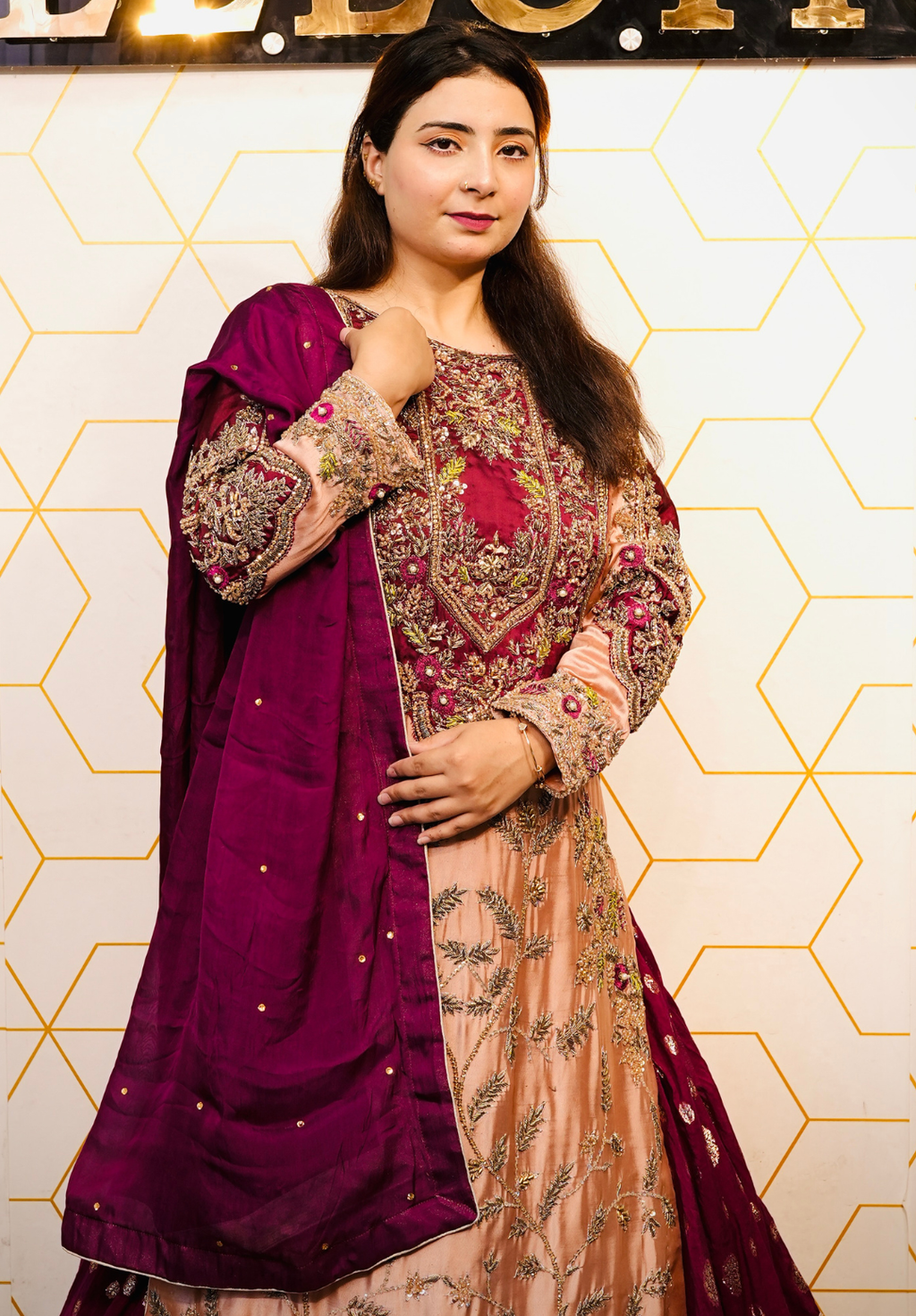 Amna Collection DA007 – Embroidered Bridal Formal with Crystal & Kora Dab Work