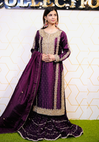 Amna Collection Ab001 – Embroidered Party Wear Formal with Crystal & Raisham Work