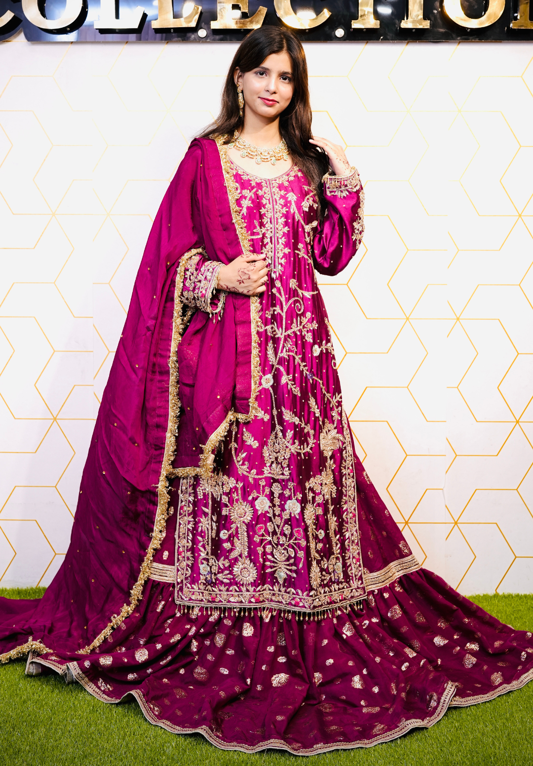 Amna Collection MoR004 – Silk Bridal Formal with Pure Silk Dupatta & Crystal Work