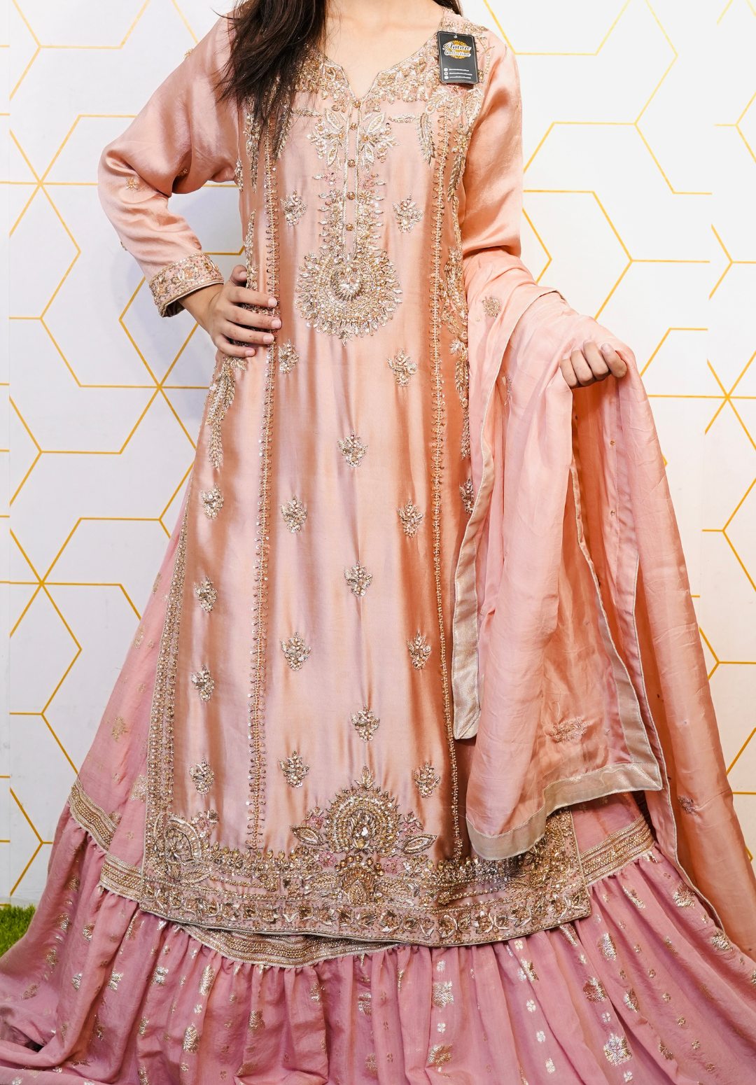 Amna Collection Er010 – Embroidered Bridal Formal with Crystal & Kora Dab Work