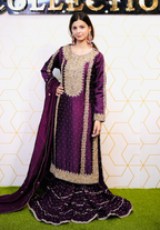 Amna Collection Ab001 – Embroidered Party Wear Formal with Crystal & Raisham Work