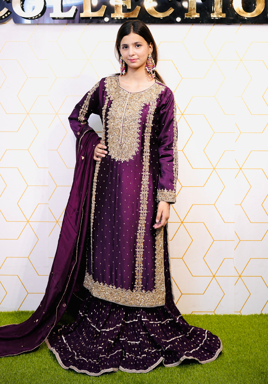 Amna Collection Ab001 – Embroidered Party Wear Formal with Crystal & Raisham Work