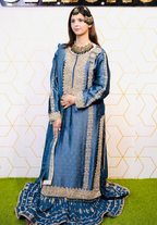 Amna Collection Ab001 – Embroidered Party Wear Formal with Crystal & Raisham Work
