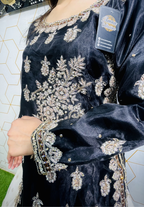Amna Collection HS016 – Organza Party Wear Formal with Crystal & Raisham Work