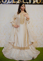 Amna Collection Ab001 – Embroidered Party Wear Formal with Crystal & Raisham Work