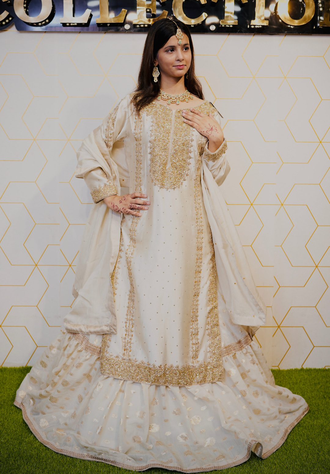 Amna Collection Ab001 – Embroidered Party Wear Formal with Crystal & Raisham Work
