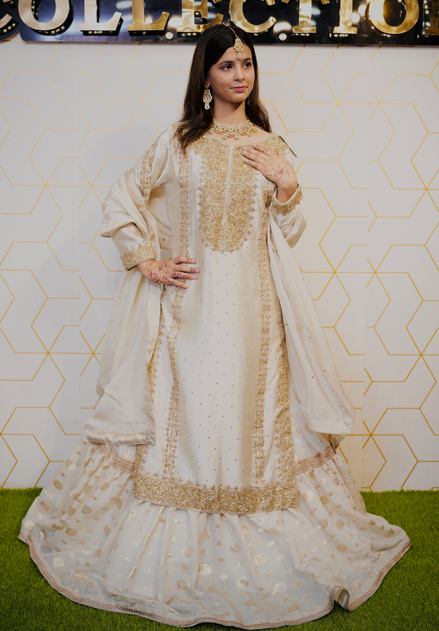 Amna Collection Ab001 – Embroidered Party Wear Formal with Crystal & Raisham Work