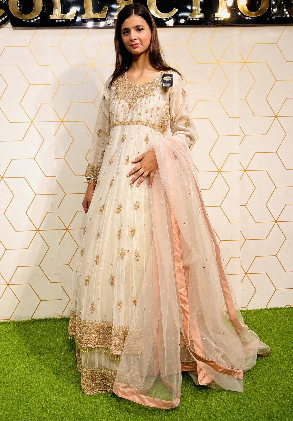 Amna Collection RM051 – Net Bridal Walima with Crystal & Raisham Work