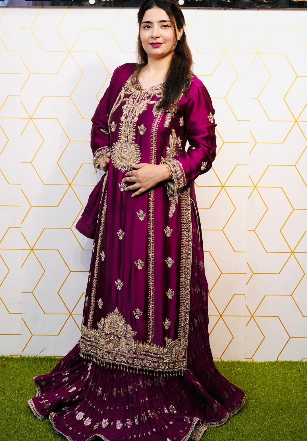 Amna Collection Er010 – Embroidered Bridal Formal with Crystal & Kora Dab Work
