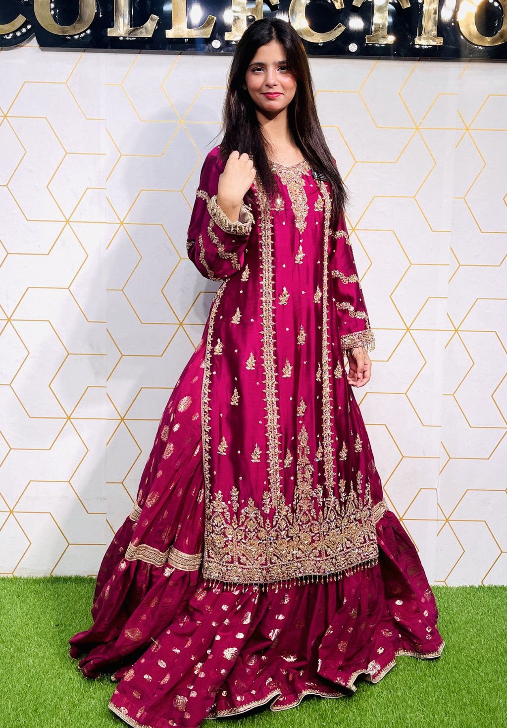 Amna Collection We021 – Sheesha Silk Bridal Formal with Crystal & Raisham Work