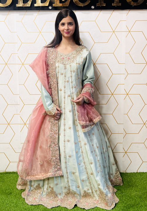 Amna Collection CC056 – Silk Bridal Walima with Crystal & Raisham Work