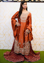 Amna Collection BE009 – Embroidered Bridal Formal with Crystal & Kora Dab Work