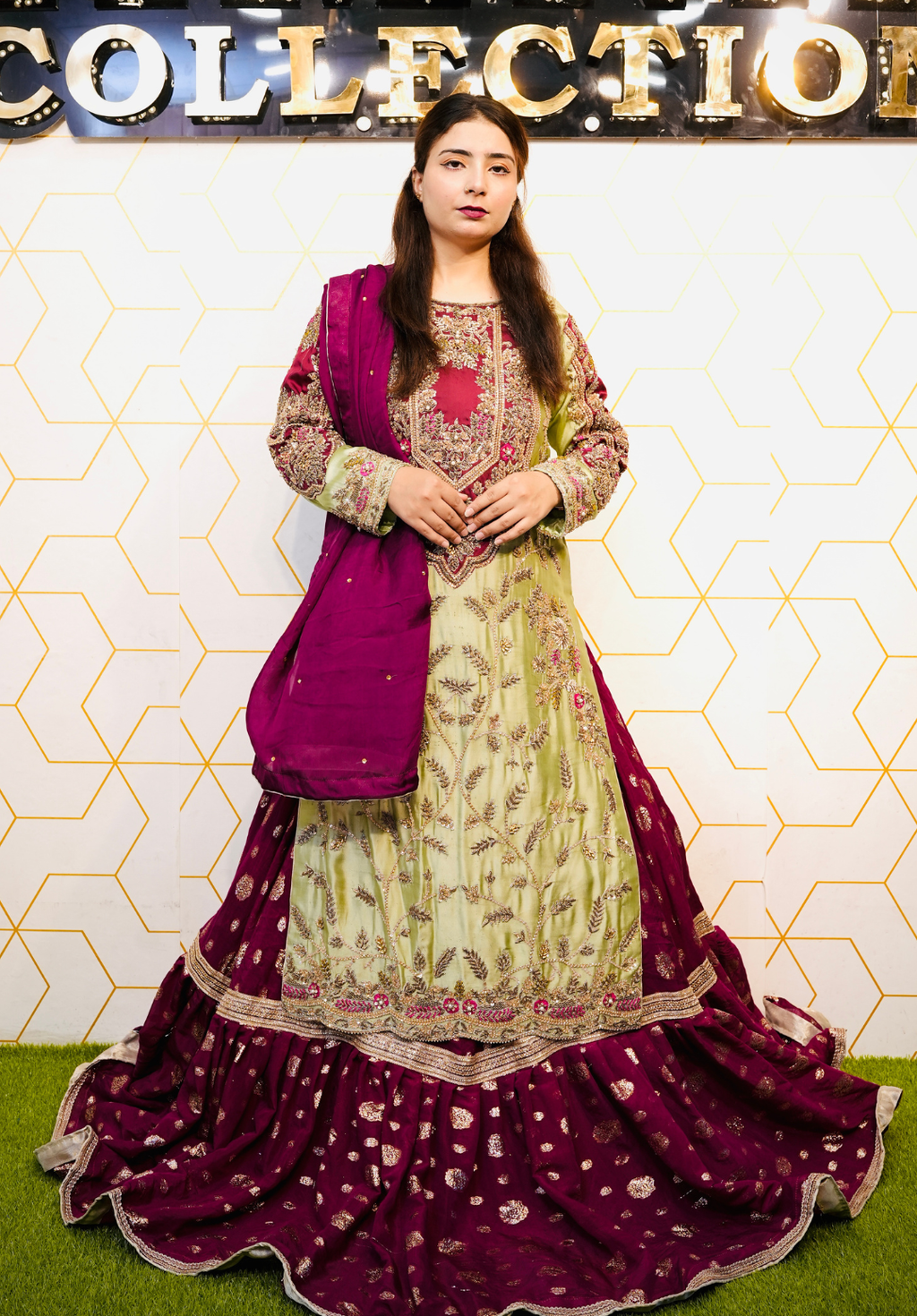 Amna Collection DA007 – Embroidered Bridal Formal with Crystal & Kora Dab Work