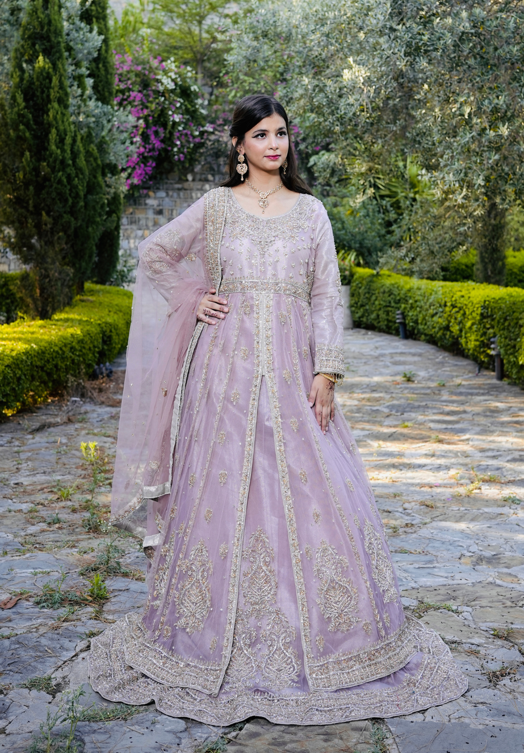 Amna Collection VEO54 – Net Bridal Walima with Crystal & Raisham Work
