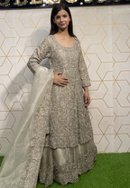 Amna Collection AA055 – Organza Bridal Walima with Crystal & Raisham Work