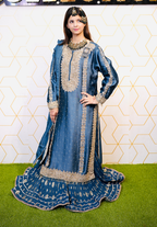 Amna Collection Ab001 – Embroidered Party Wear Formal with Crystal & Raisham Work