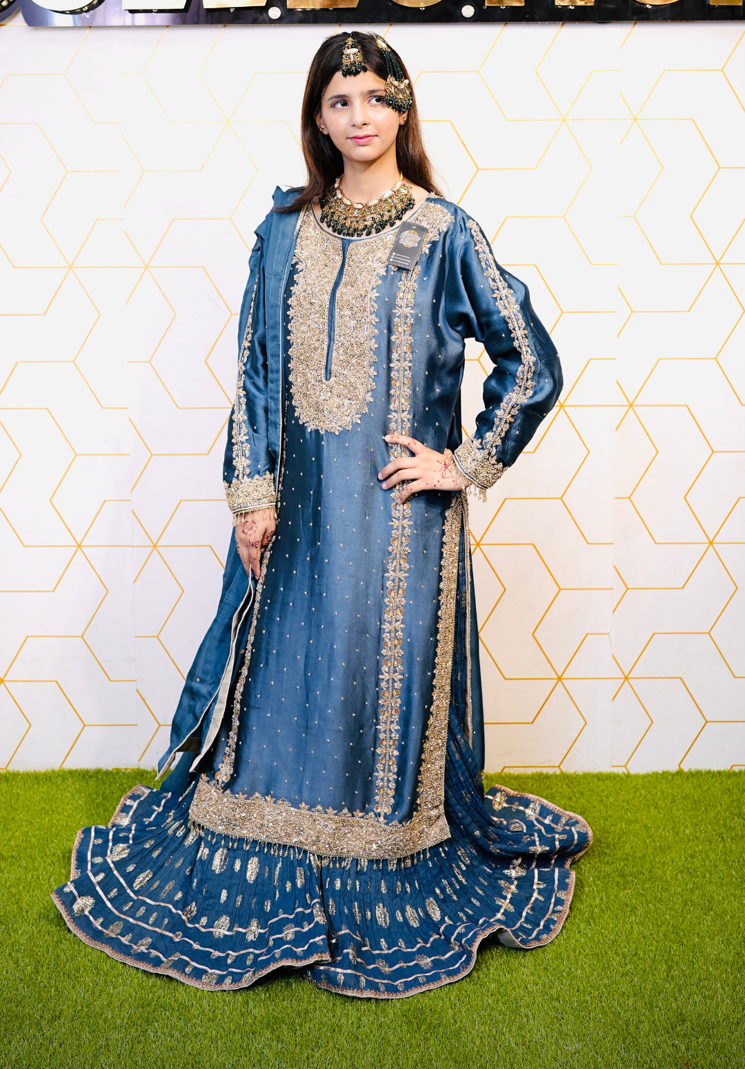 Amna Collection Ab001 – Embroidered Party Wear Formal with Crystal & Raisham Work