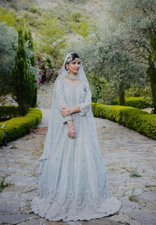 Amna Collection BN060 – Silk Bridal Walima with Crystal & Raisham Work