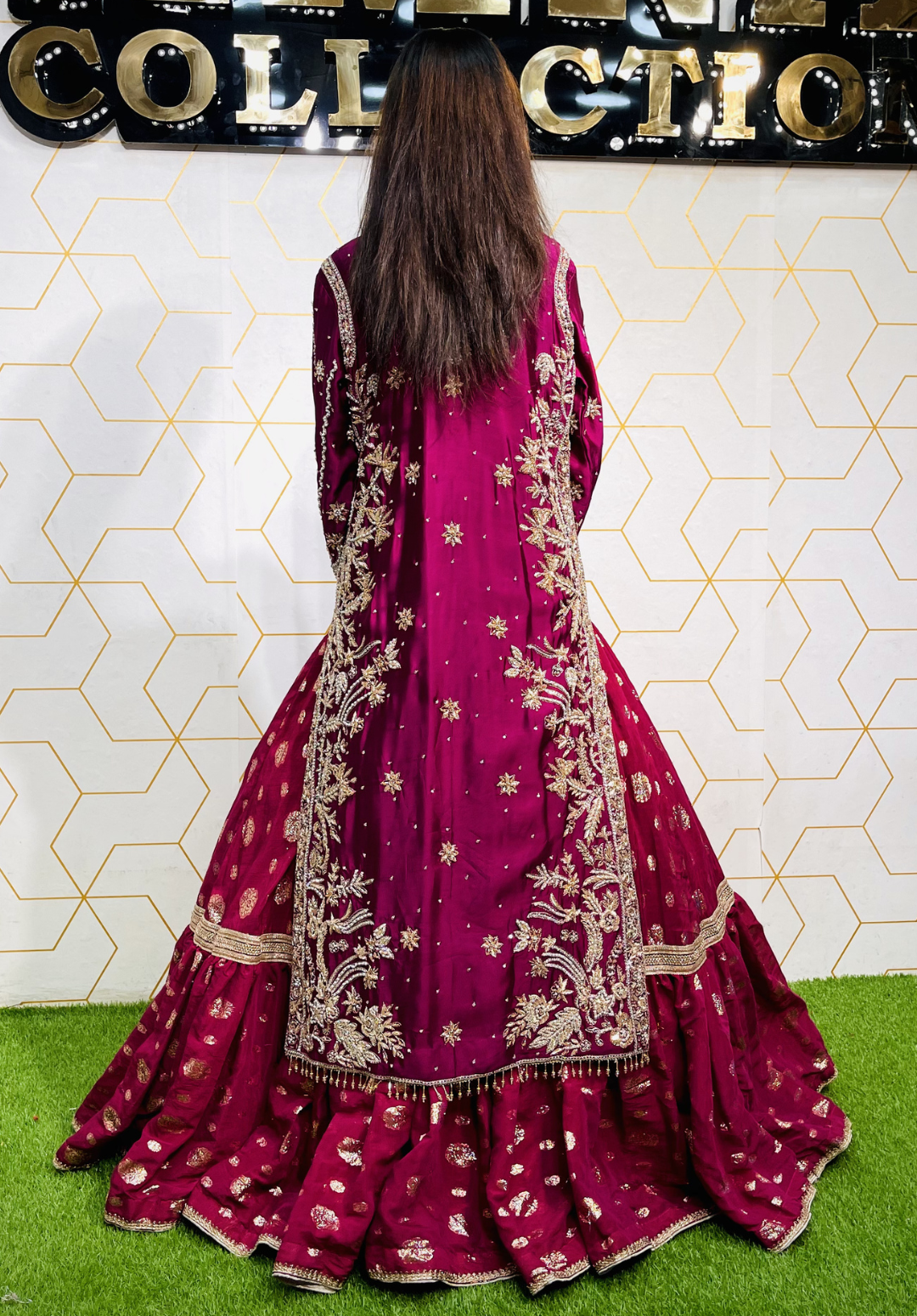 Amna Collection Ze006 – Sheesha Silk Bridal Formal with Crystal & Raisham Work