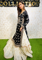 Amna Collection HS016 – Organza Party Wear Formal with Crystal & Raisham Work