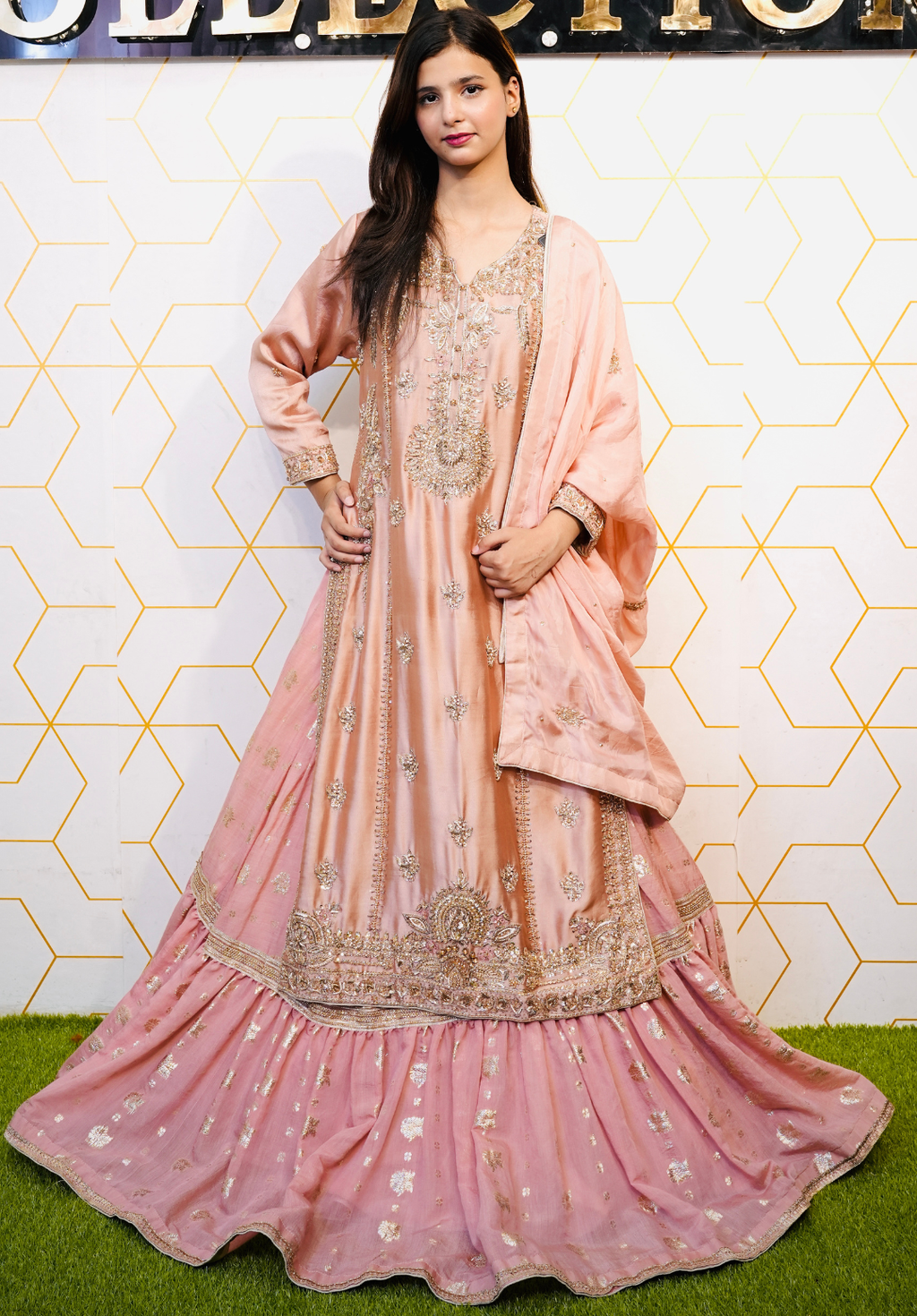 Amna Collection Er010 – Embroidered Bridal Formal with Crystal & Kora Dab Work