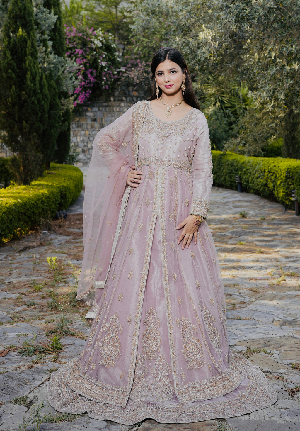 Amna Collection VEO54 – Net Bridal Walima with Crystal & Raisham Work