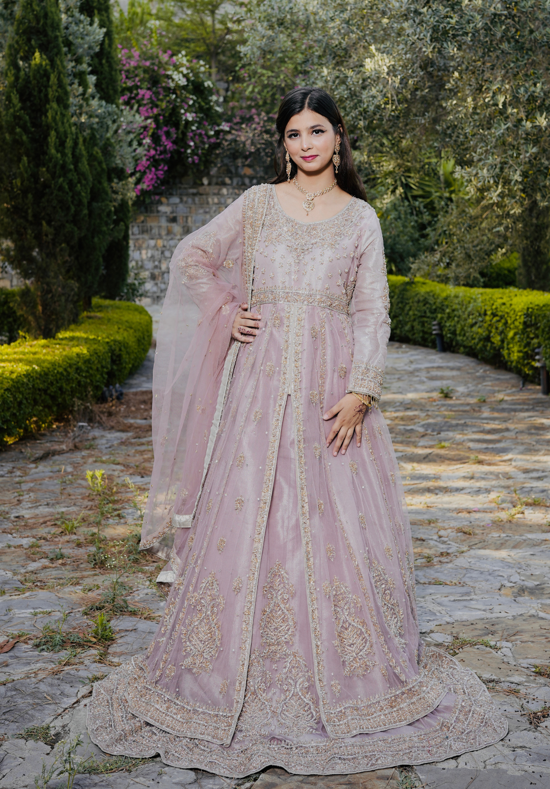 Amna Collection VEO54 – Net Bridal Walima with Crystal & Raisham Work