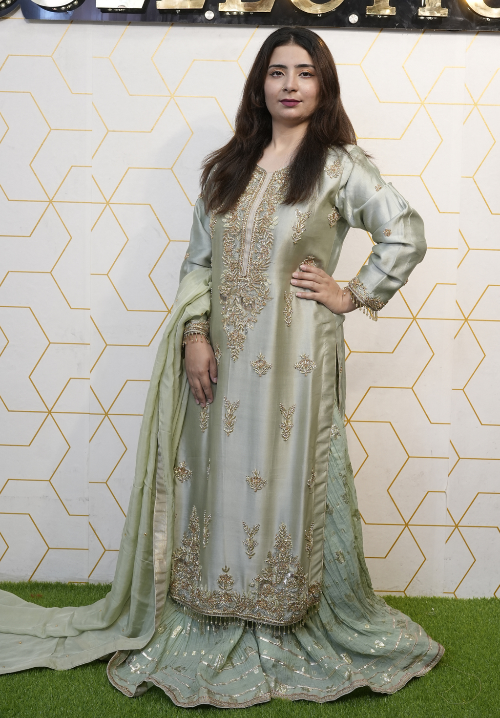 Amna Collection DR010 – Silk Bridal Formal with Pure Silk Dupatta & Crystal Work