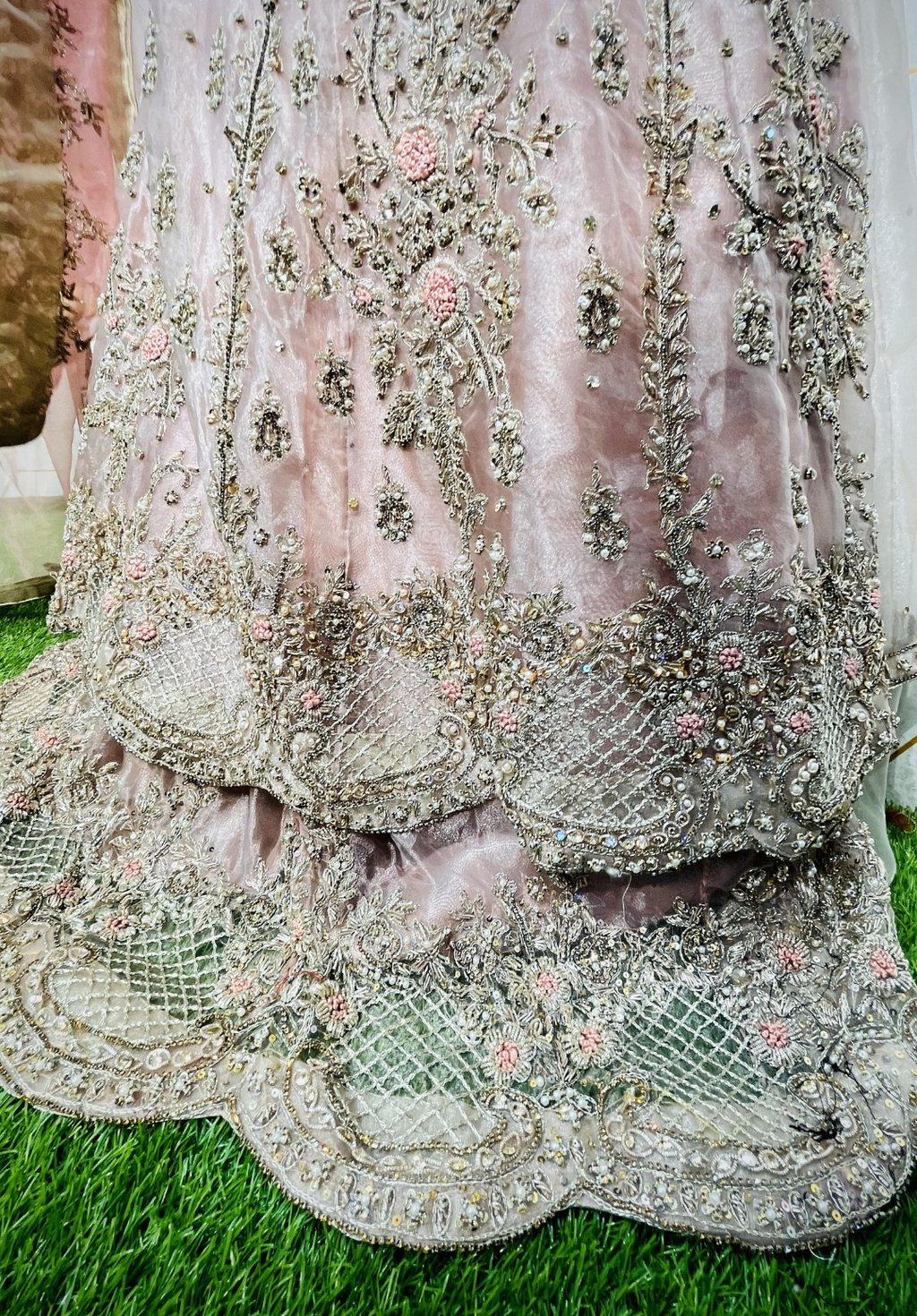 Amna Collection DE052 – Organza Bridal Walima with Crystal & Raisham Work
