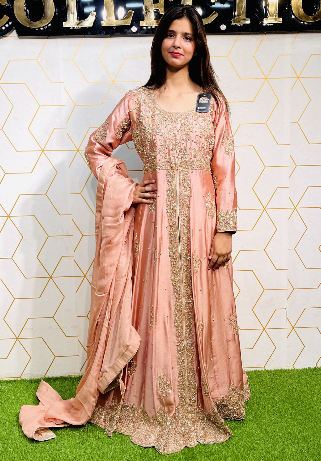 Amna Collection Re0041 – Silk & Organza Bridal Formal with Crystal & Raisham Work