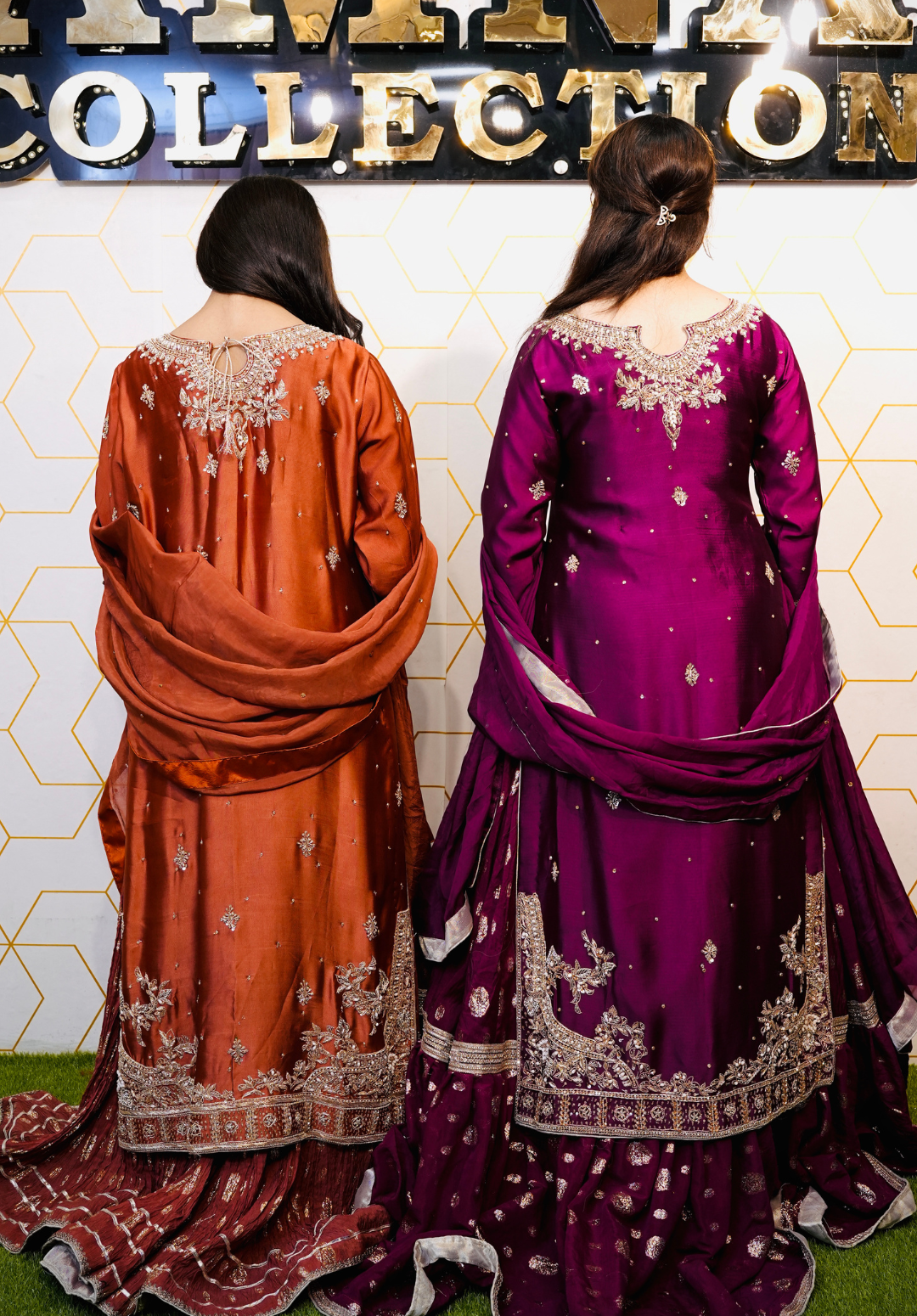 Amna Collection BE009 – Embroidered Bridal Formal with Crystal & Kora Dab Work