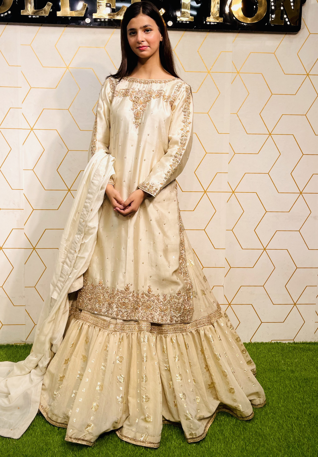 Amna Collection Mn002 – Sheesha Silk Bridal Formal with Crystal & Raisham Work