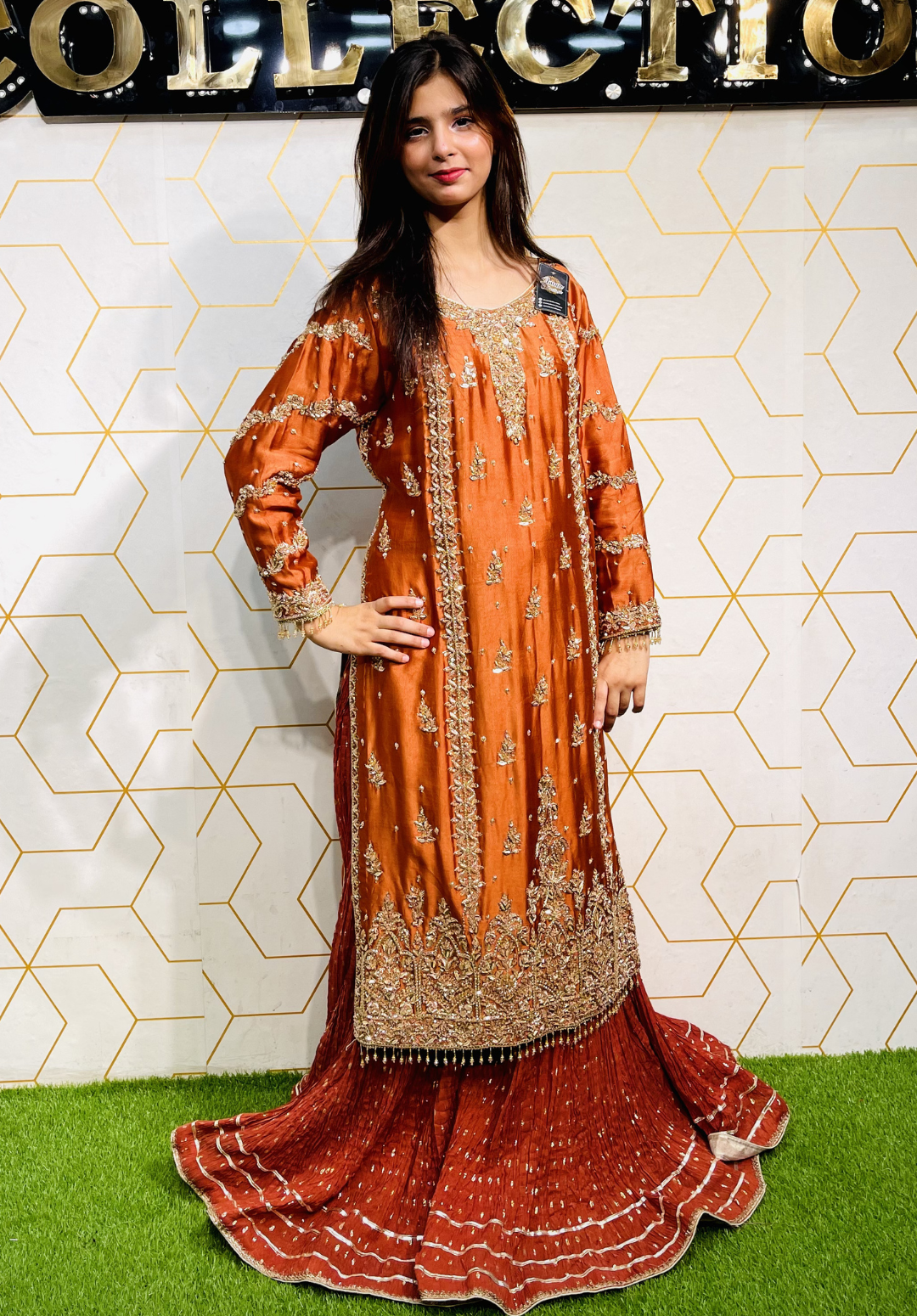 Amna Collection We021 – Sheesha Silk Bridal Formal with Crystal & Raisham Work